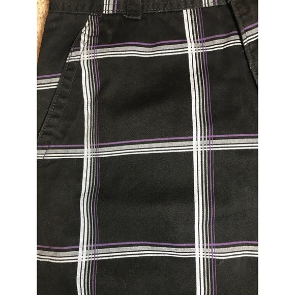 Op Ocean Pacific Men’s Cotton Shorts Size 30 Black, White, Purple Plaid Striped - Picture 6 of 10